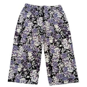J. Jill Purple and White Floral Cropped Wide Leg Pants size medium
